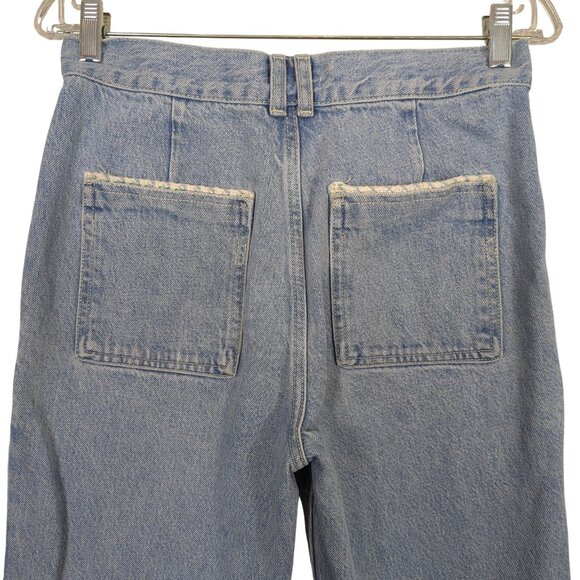 Zara Women's Jeans sz 6 / 28 blue Jeans High Rise Tweed Trim Straight Leg - Picture 5 of 12